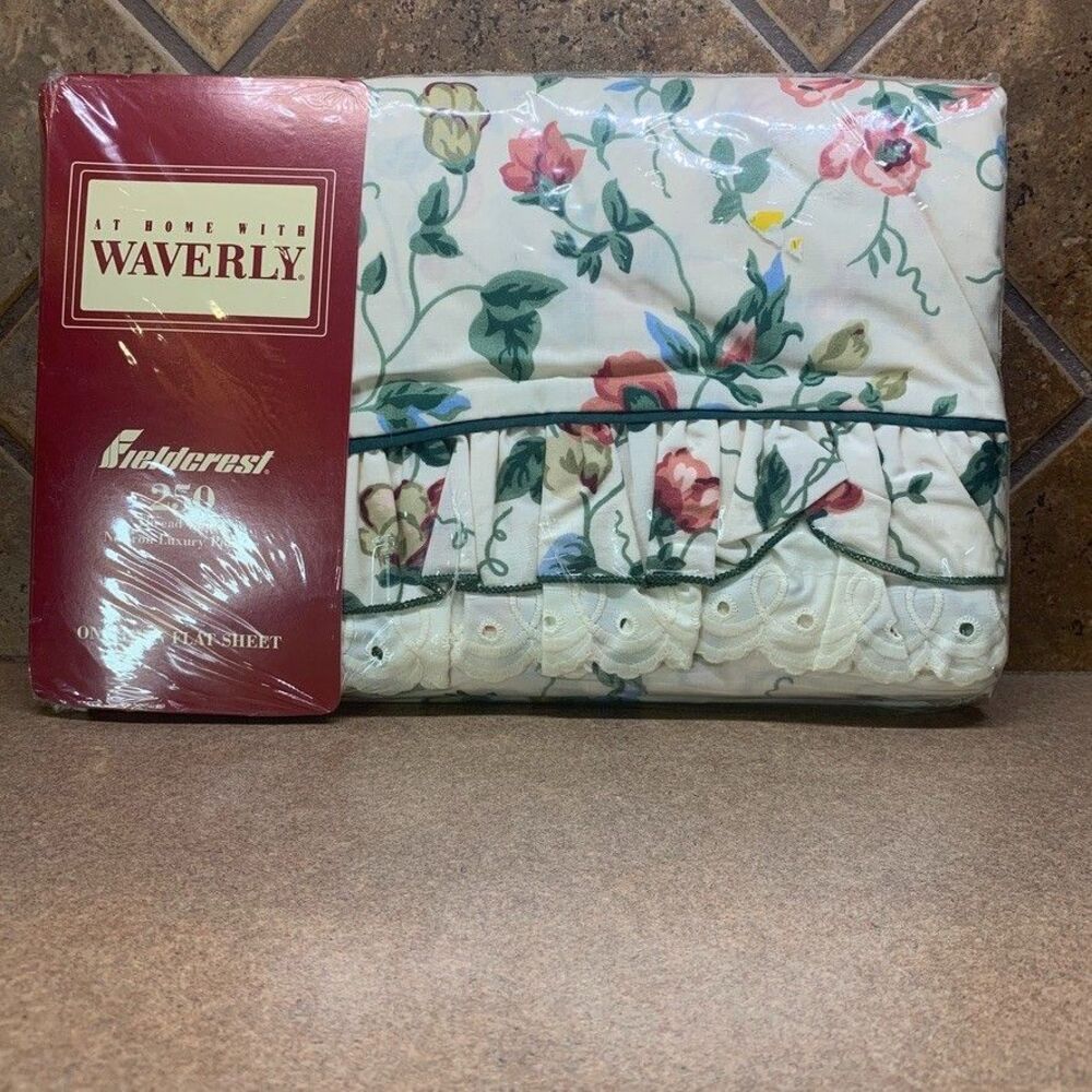 Vintage Waverly Twin Flat Floral Belle Haven Sheet Fieldcrest Percale NEW